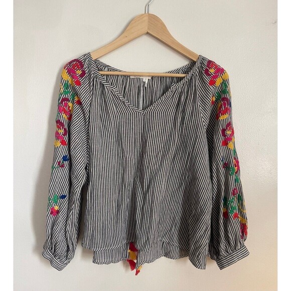 Anthropologie Floreat Embroidered Boho Soleil Blouse Small - Picture 4 of 11